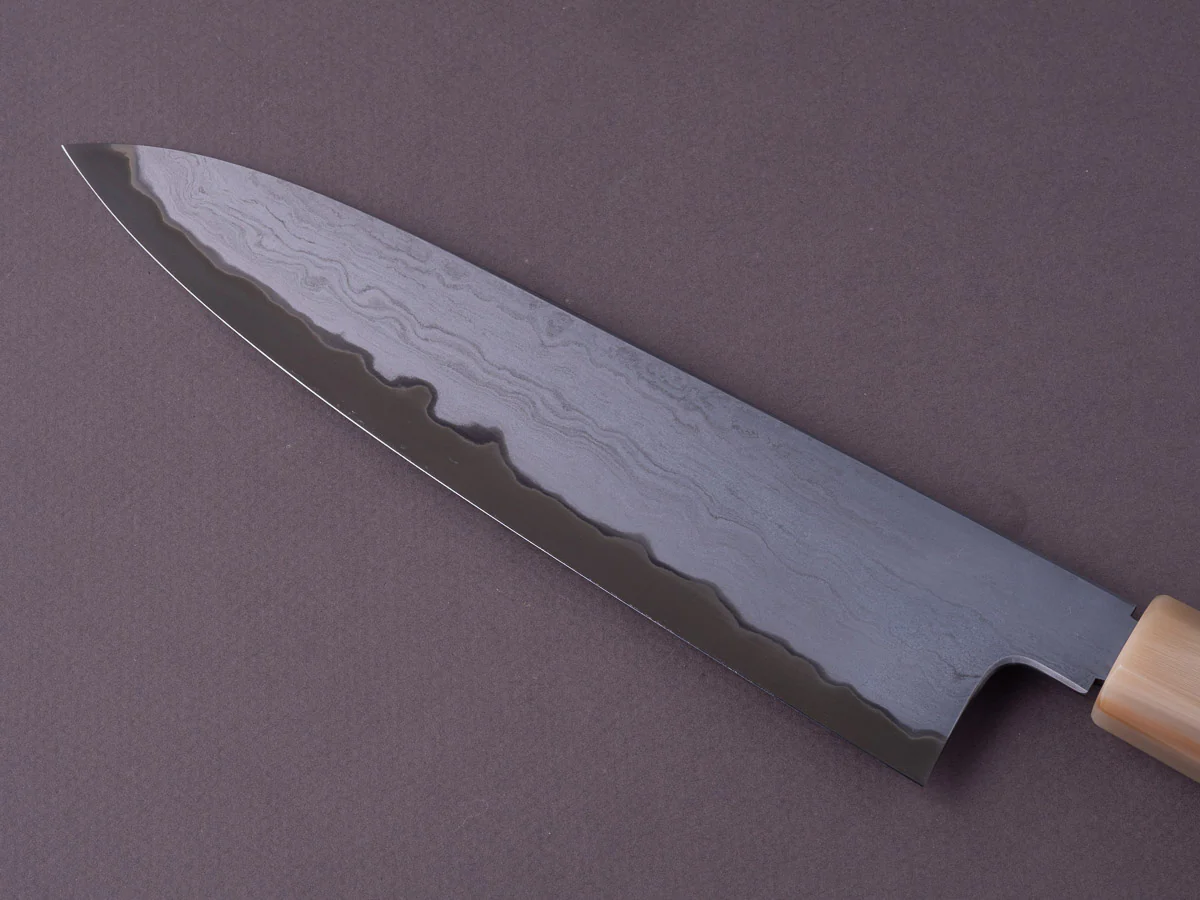 Tetsujin - Metal Flow - Blue #2 - 210mm Gyuto - Snakewood Handle w/ Double Blonde Horn - Image 5
