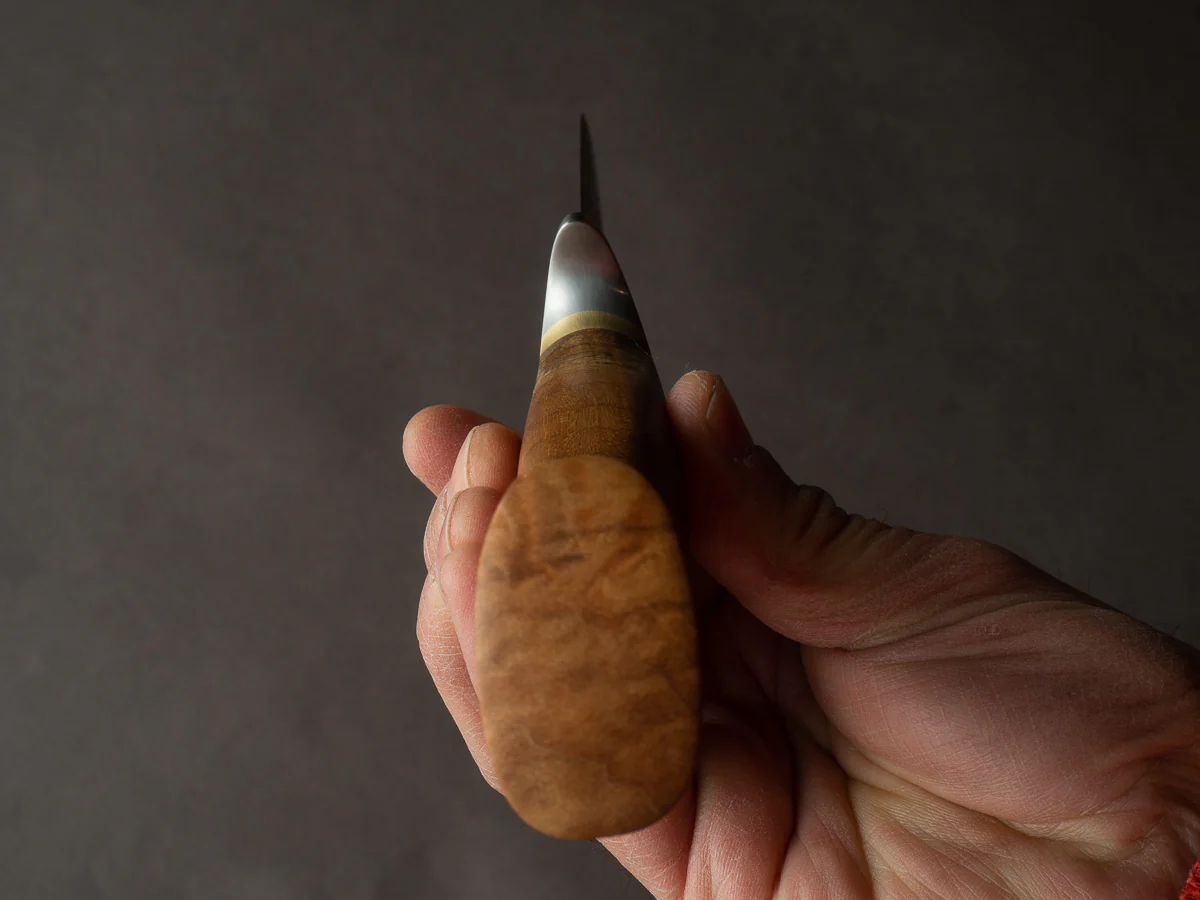 Theo Darvin - 275 Layer Damascus - 1095 & 15N20 - 120mm Fixed Blade - Bushcraft Knife - Spalted Maple Handle - Image 9