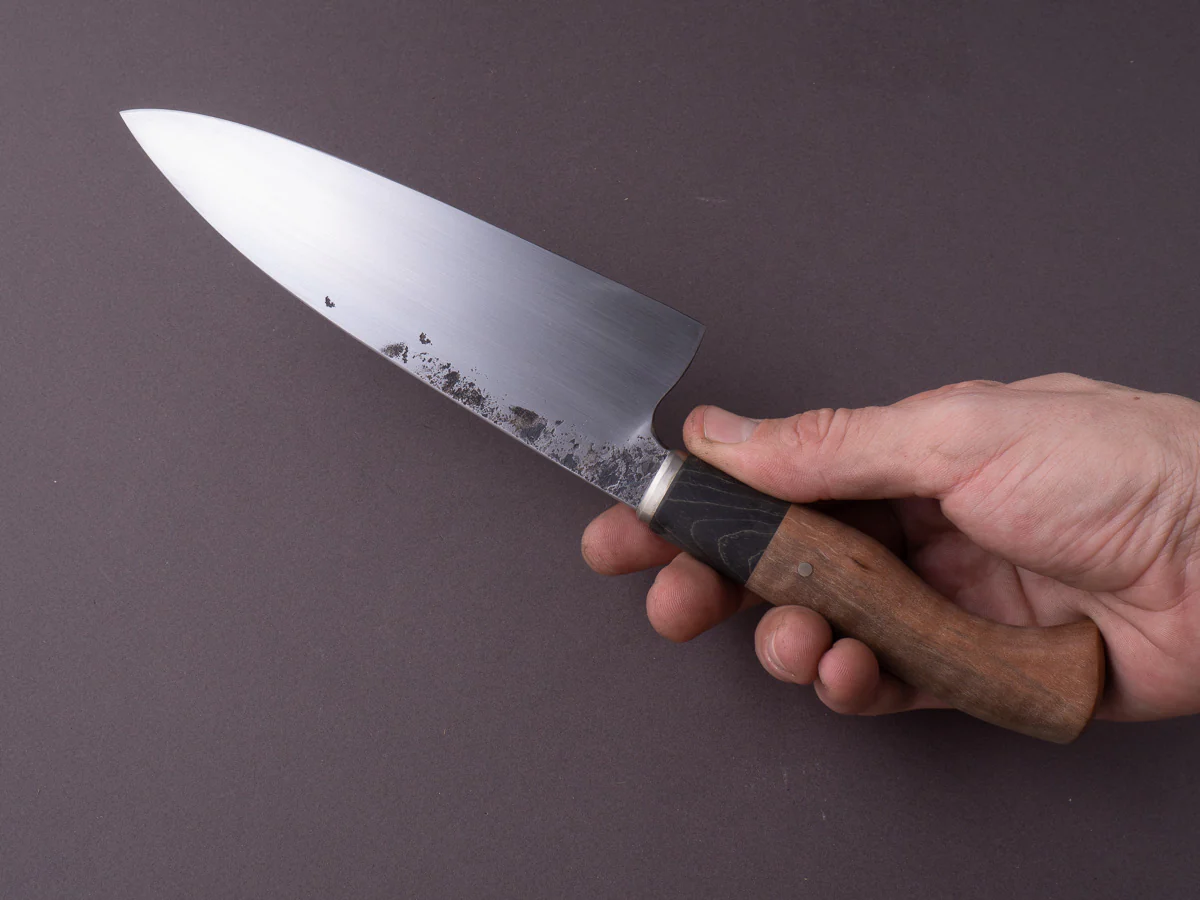 Zay Knives - 1084 Carbon - 165mm Chef - Curley Maple & Black Dyed Maple Handle - Image 3
