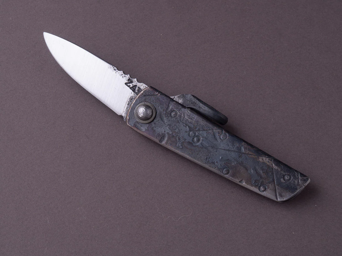 Zay Knives - Folding Knife - Higonokami - 1084 Carbon - 60mm - Stainless Handle - No. 1