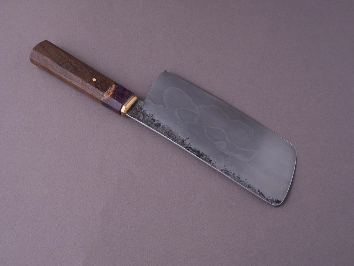 Zay Knives - 1095 Differentially Hardened - 150mm Nakiri - Walnut & Maple Handle - Image 4