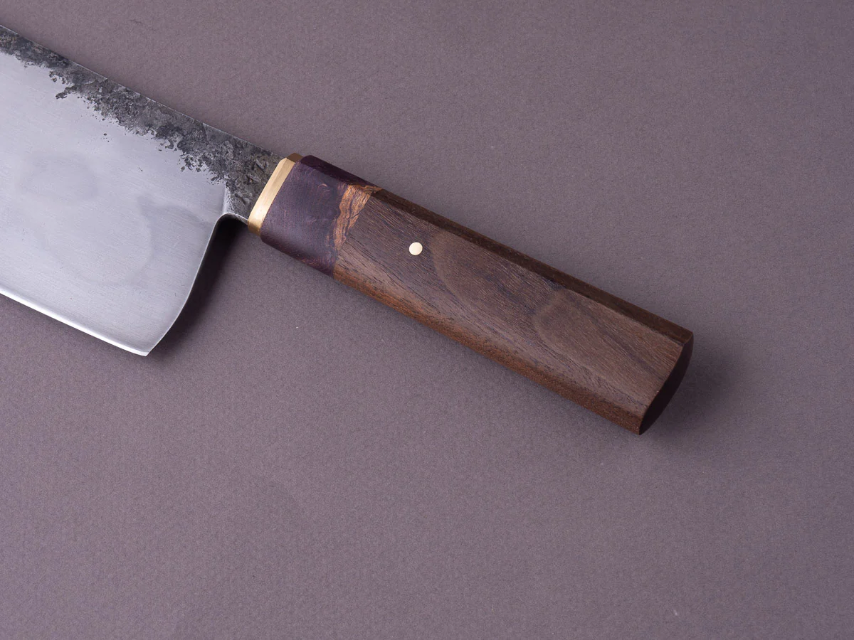 Zay Knives - 1095 Differentially Hardened - 150mm Nakiri - Walnut & Maple Handle - Image 7