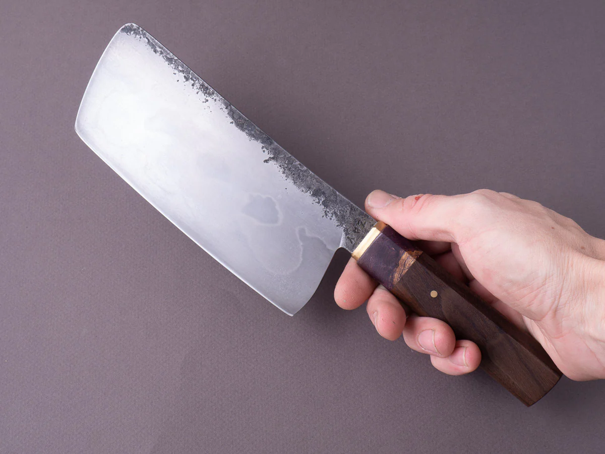 Zay Knives - 1095 Differentially Hardened - 150mm Nakiri - Walnut & Maple Handle - Image 8